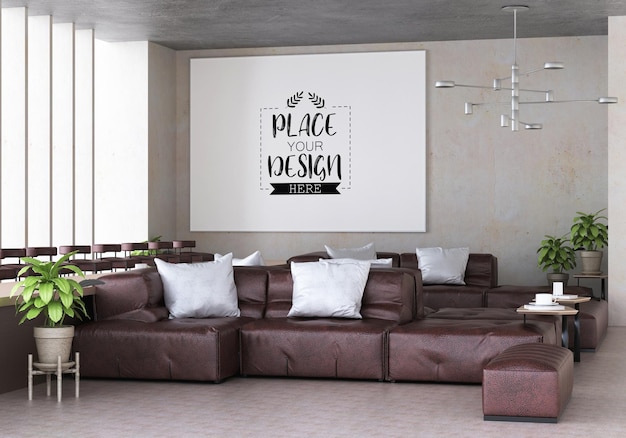 Poster frame in living room mockup