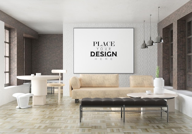 Poster Frame in living room Mockup