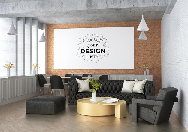 Poster frame in living room mockup