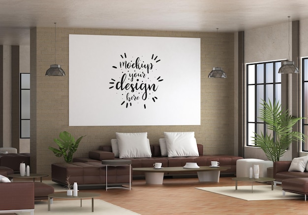 Poster frame in living room mockup