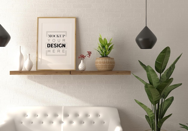 Poster frame in living room mockup