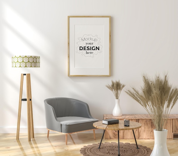 Poster frame in living room mockup