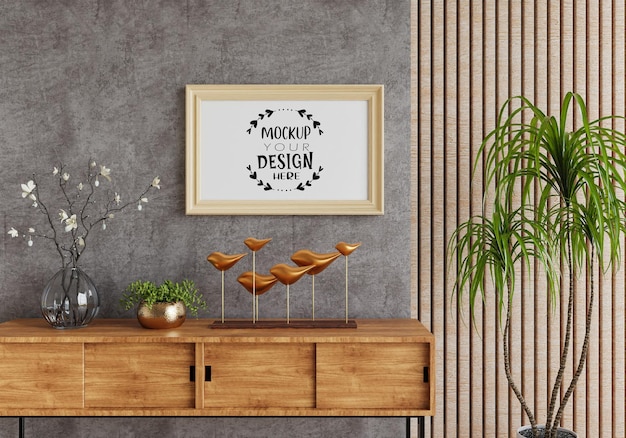 Poster frame in living room mockup