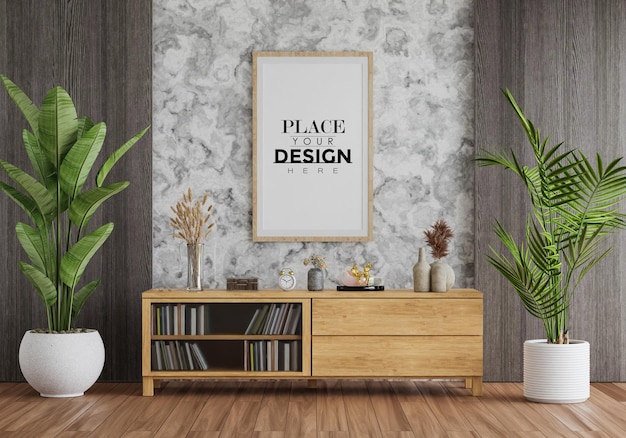 Poster frame in living room mockup