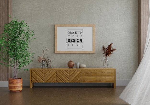 Poster frame in living room mockup