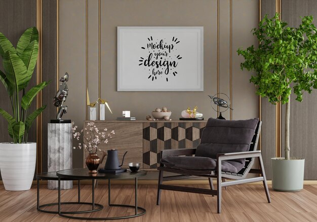 Poster Frame in living room Mockup