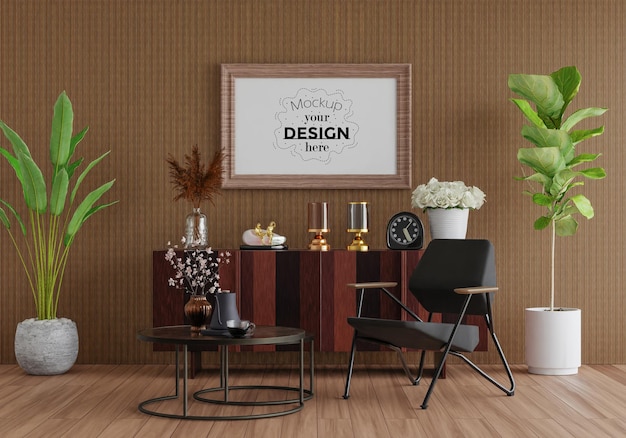 Poster Frame in living room Mockup