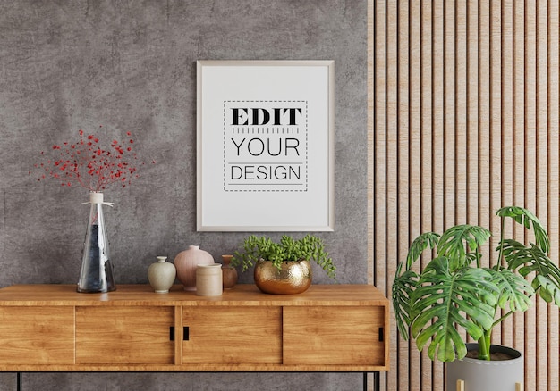 Poster Frame in living room Mockup