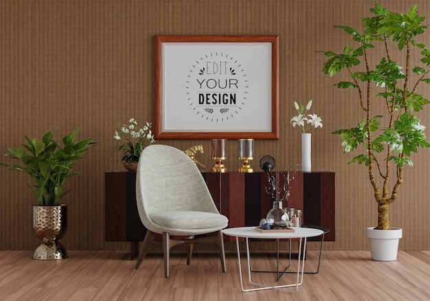 Poster frame in living room mockup