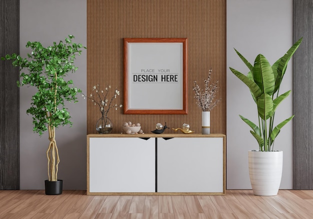 Poster frame in living room mockup