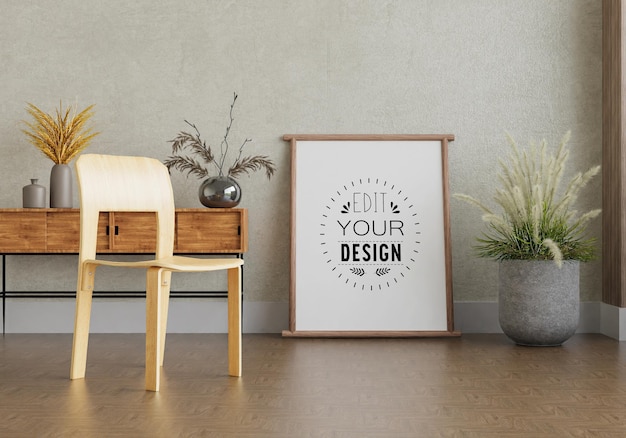 Poster frame in living room mockup