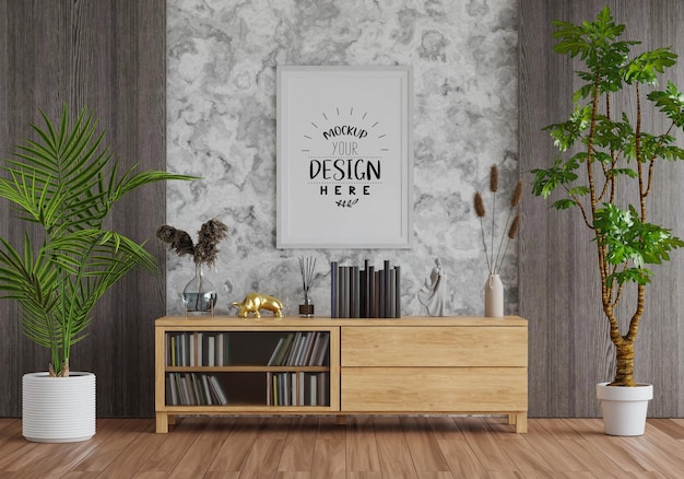 Poster frame in living room mockup