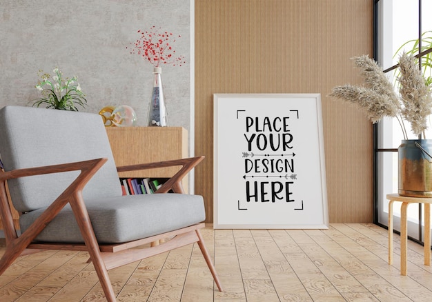 Poster Frame in living room Mockup