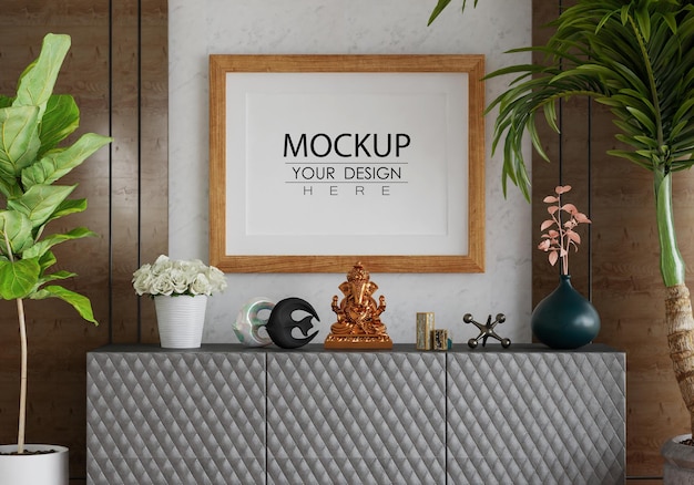 Poster Frame in living room Mockup