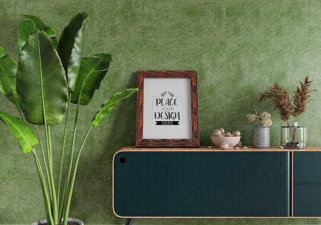 PSD poster frame in living room mockup