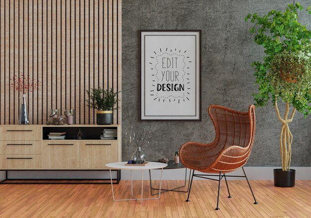 Poster Frame in living room Mockup