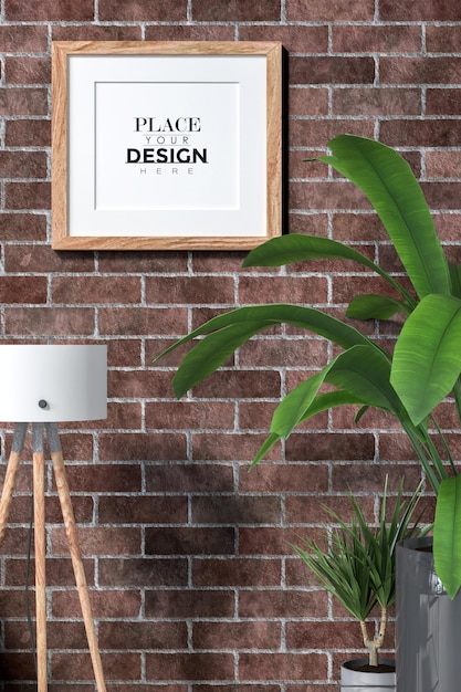 PSD poster frame in living room mockup