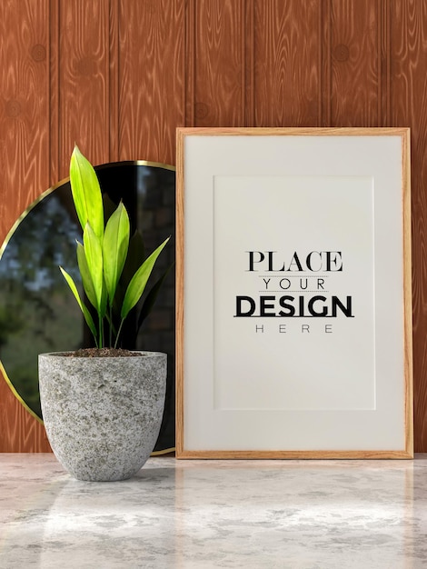 Poster frame in living room mockup