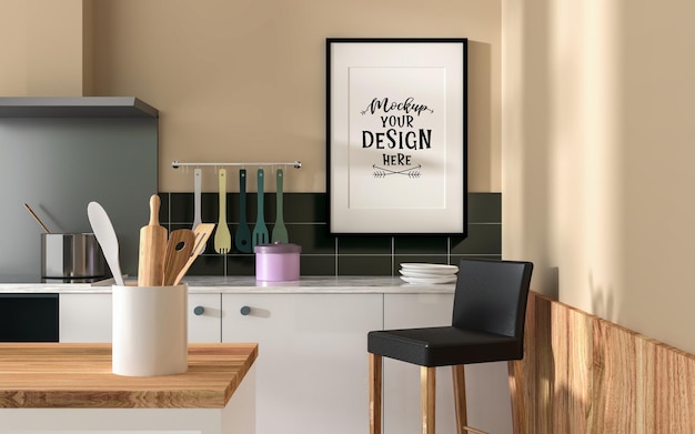 Poster frame in living room mockup