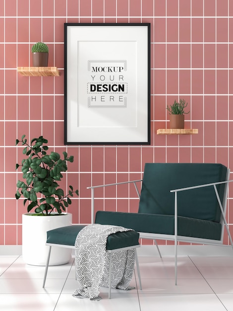 Poster Frame in living room Mockup