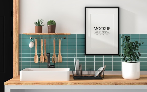 Poster Frame in living room Mockup