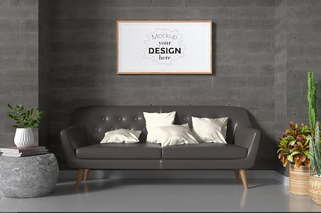 Poster frame in living room mockup