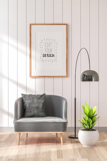 Poster frame in living room mockup