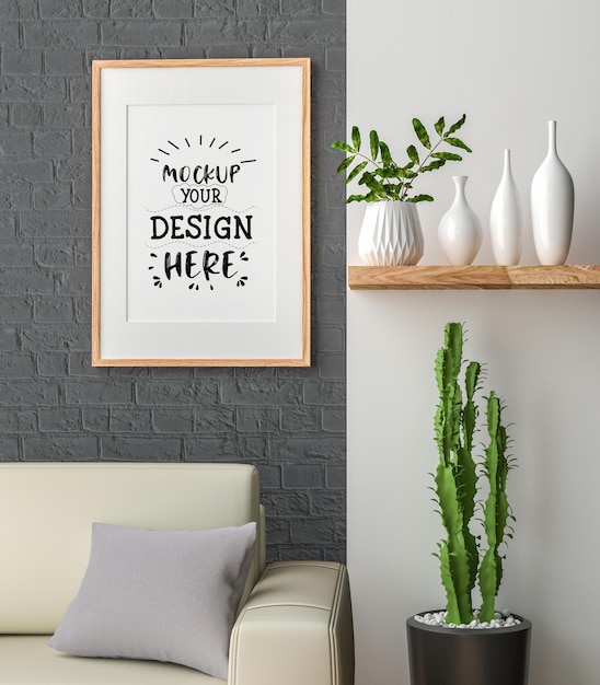 Poster Frame in living room Mockup