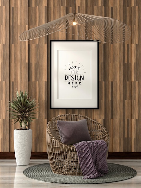 Poster frame in living room mockup