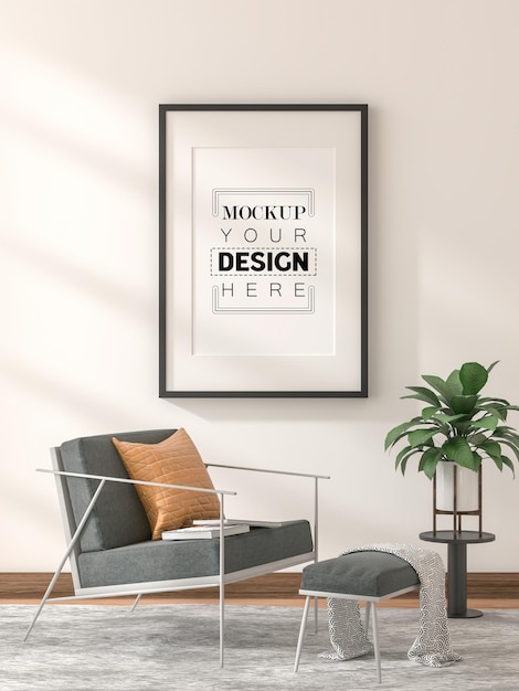 Poster frame in living room mockup