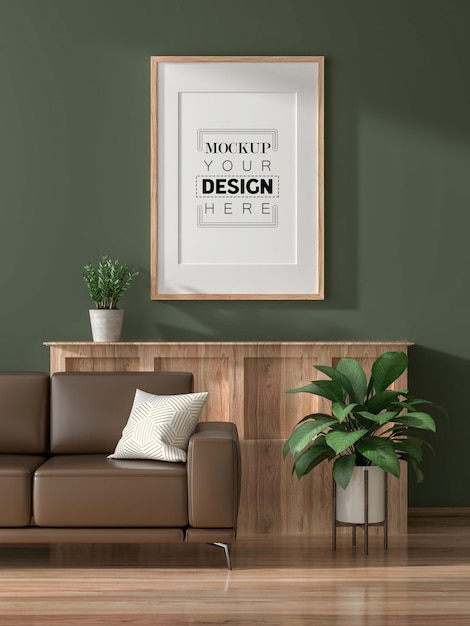 Poster frame in living room mockup