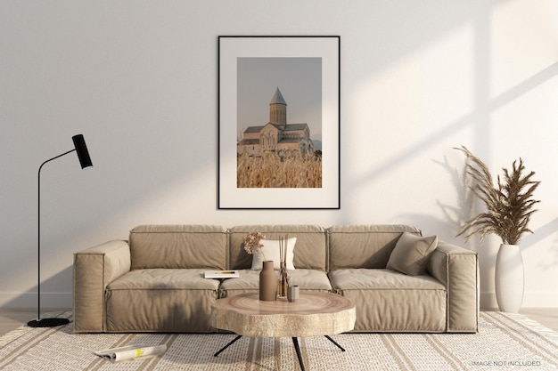 Poster frame in living room mockup