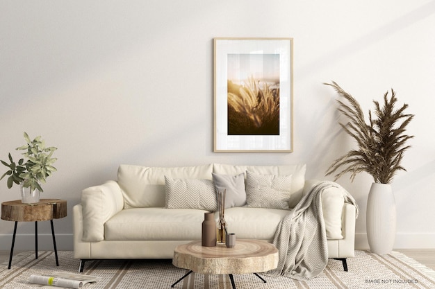 poster frame in living room mockup