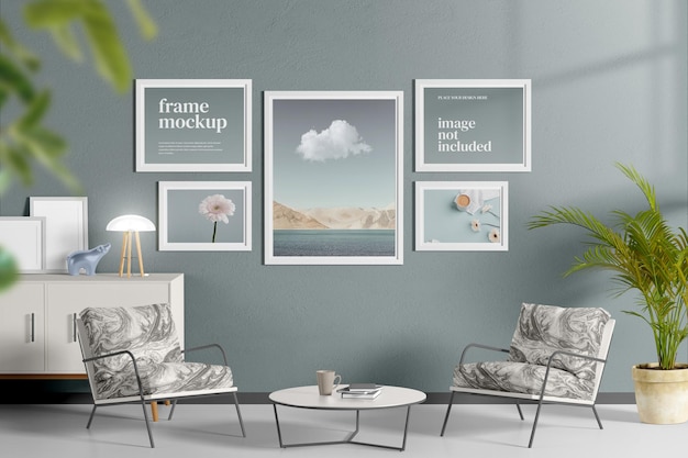 Poster o cornice in soggiorno mockup