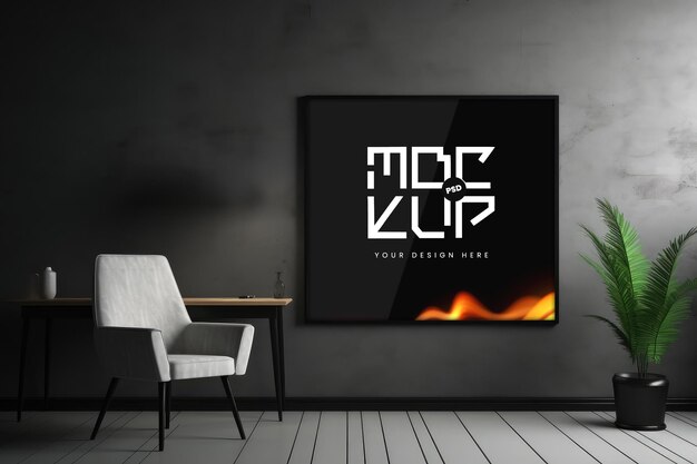 Poster frame in living room mockup