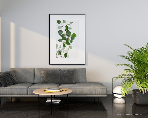 Poster frame in living room mockup