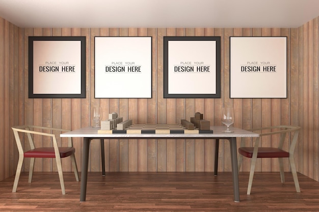 Poster Frame in living room Psd Mockup