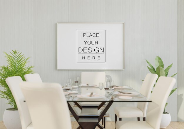 Poster Frame in living room Psd Mockup
