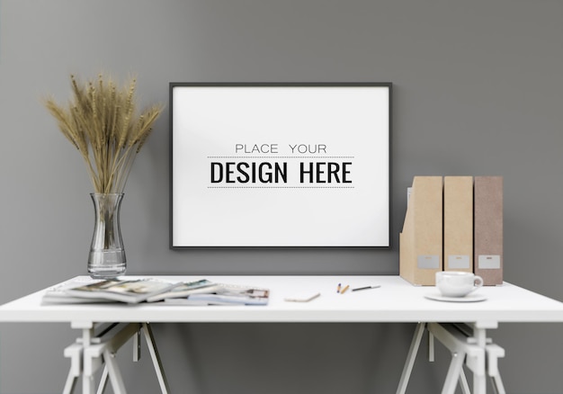 Poster Frame in living room Psd Mockup