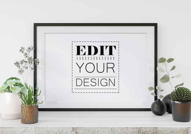Рамка для плаката в гостиной Psd Mockup