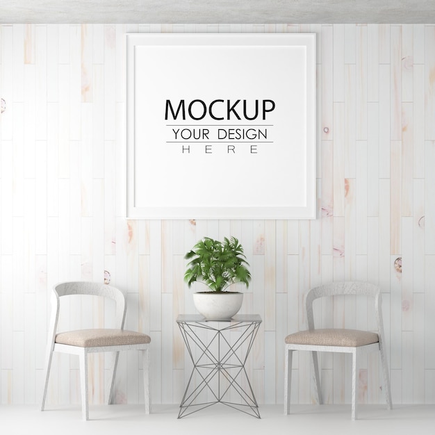Poster Frame in living room Psd Mockup