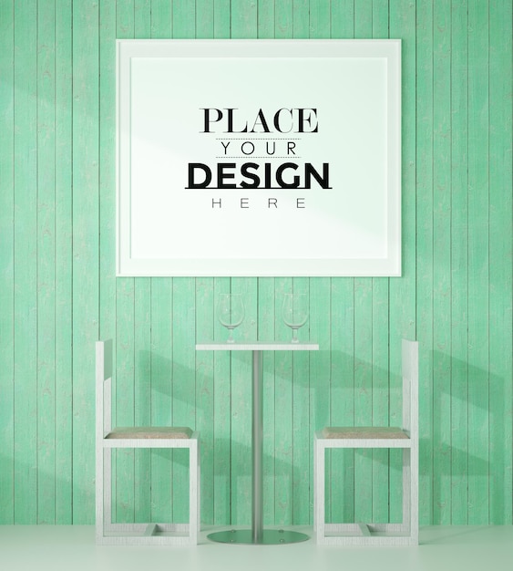 Poster Frame in living room Psd Mockup