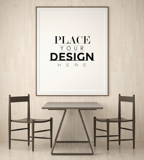 Poster frame in soggiorno psd mockup