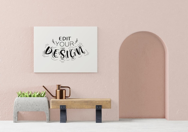 Poster frame in soggiorno psd mockup