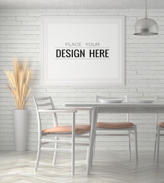 Poster Frame in living room Psd Mockup