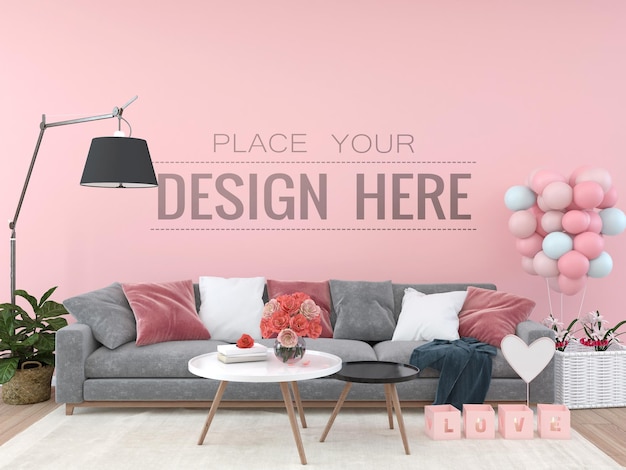 Poster Frame in living room Psd Mockup