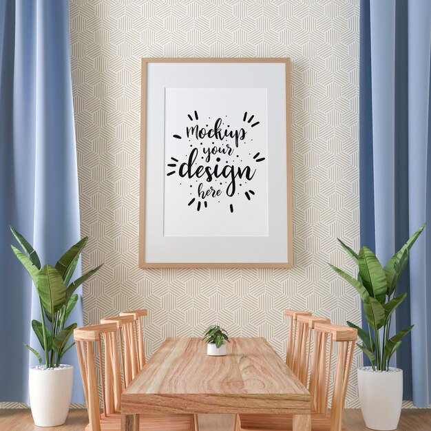 Poster Frame in living room Psd Mockup