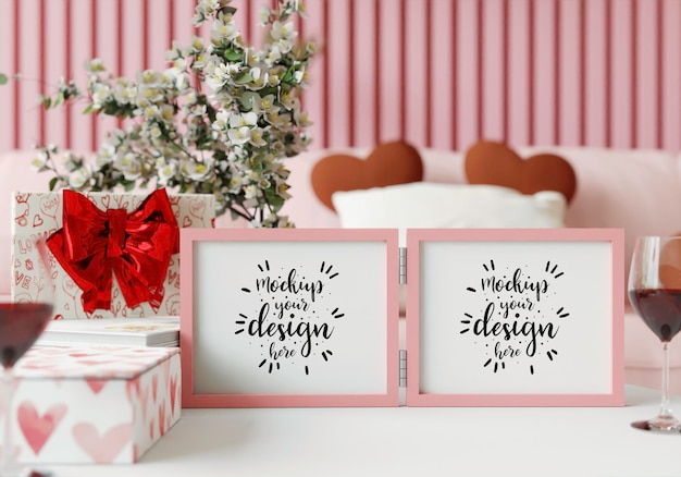 poster frame in living room psd mockup
