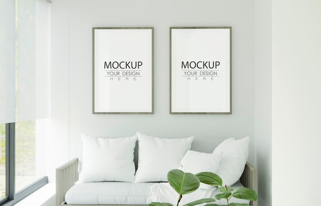 Poster Frame in living room Psd Mockup