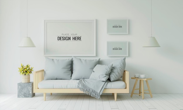 Poster Frame in living room Psd Mockup